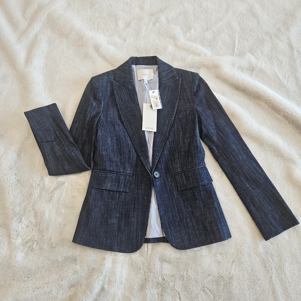 Joie Dark Blue Blazer Work Jacket Stylish Business Suit NWT